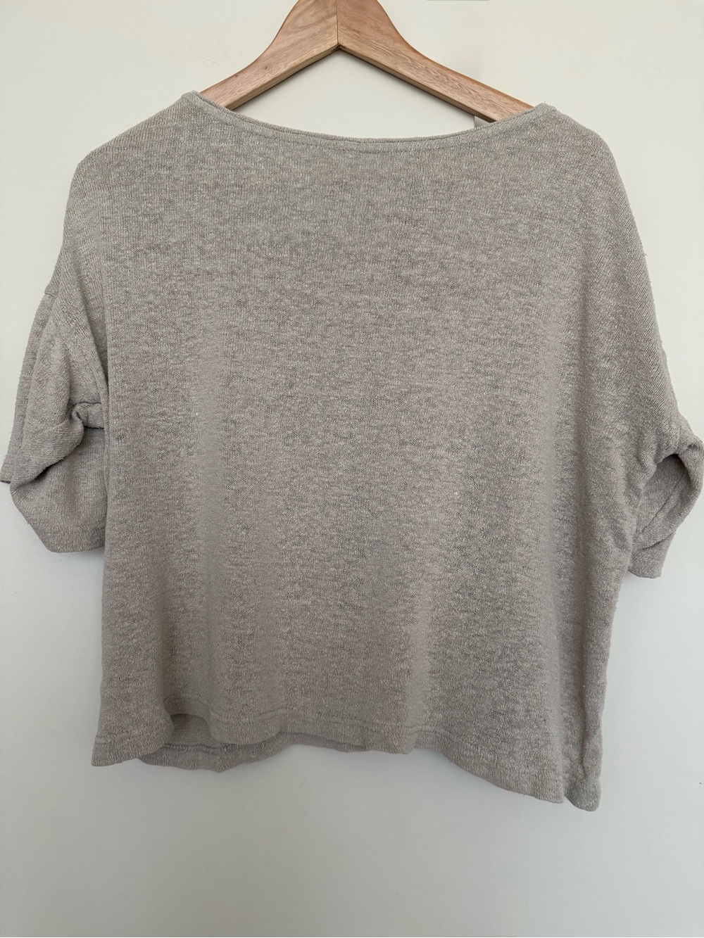 Vintage Raw Silk Noil Eaton Petites Relaxed Drop Shoulder Short Sleeve Top S